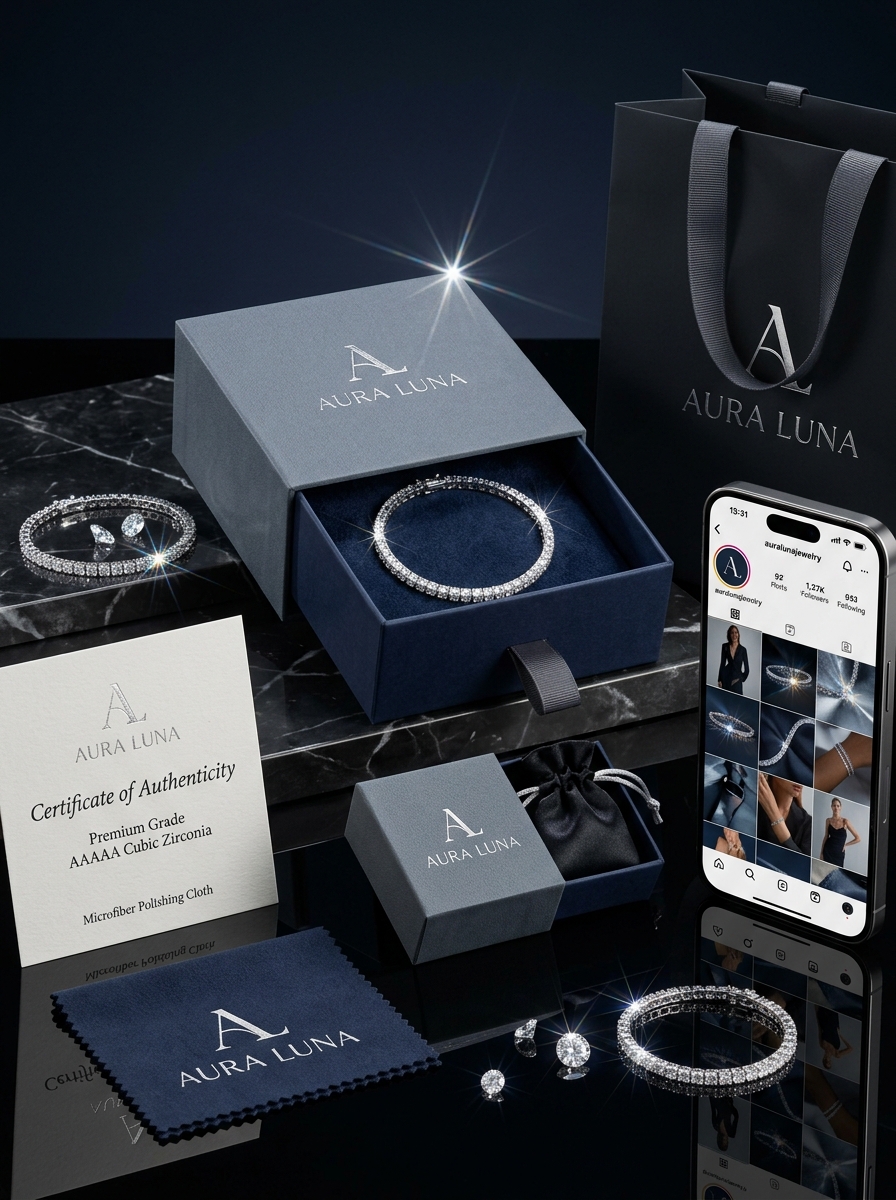 Cubic Zirconia Tennis Bracelet Packaging: Luxury Design Concepts and Visual Aesthetics Image