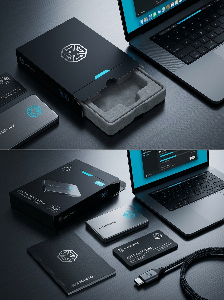 External Hard Drive Packaging Design: Key Aesthetic Principles and Creative Concepts Image