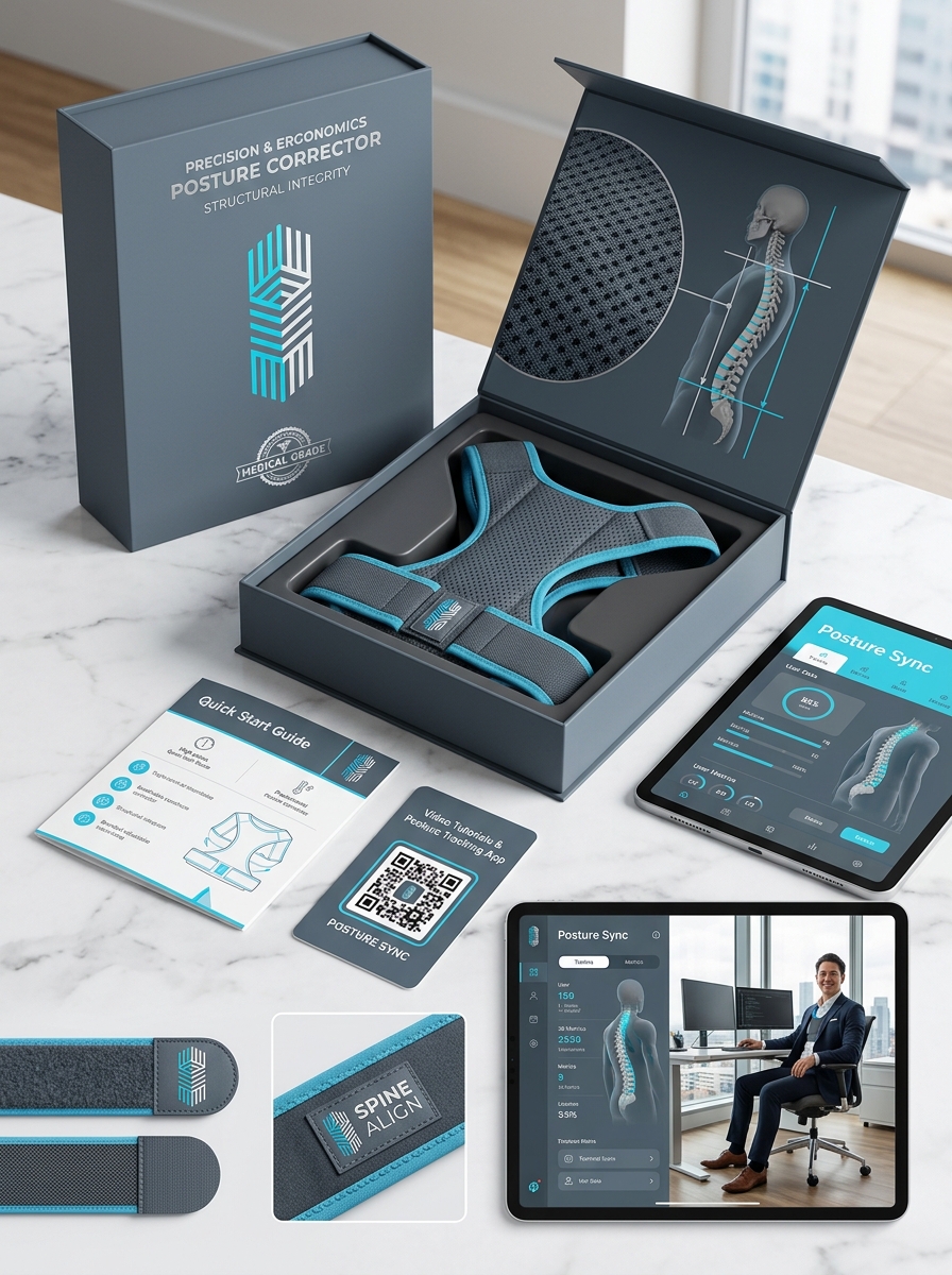 Posture Corrector Packaging Design: Essential Aesthetic Principles and Visual Identity Concepts Image