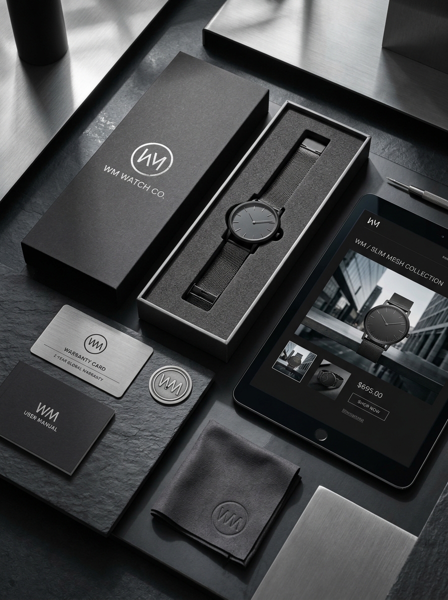 Mastering Slim Mesh Band Watch Packaging Design and Aesthetic Identity Image