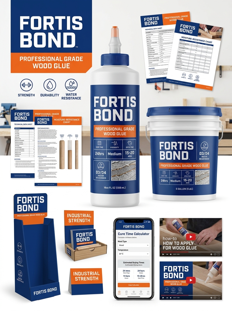 Designing High-Performance Waterproof Wood Glue Packaging: Visual Identity and Functional Concepts Image