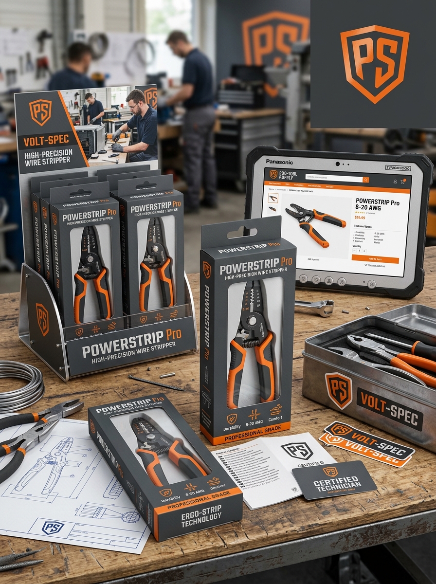 Wire Stripper Tool Packaging Design: Visual Concepts and Industrial Aesthetic Principles Image